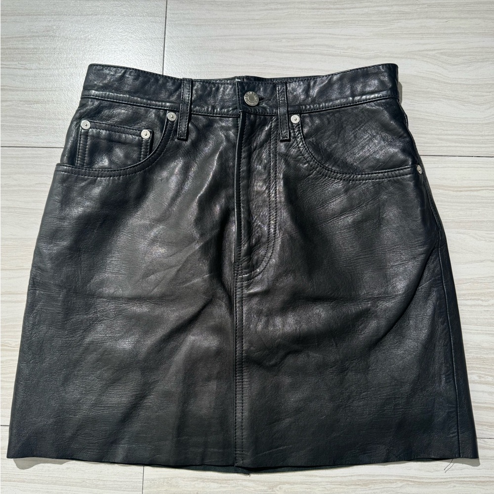 Helmut Lang Classic Black Leather Mini Skirt
